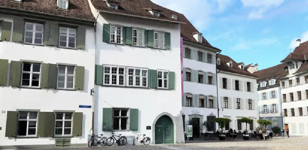 Colorful medieval buildings in Basel Old Town
