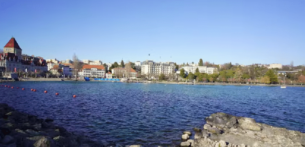 Lausanne cityscape on Lake Geneva’s northern shore