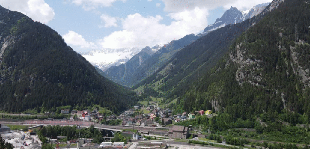 Scenic Gotthard Pass mountain