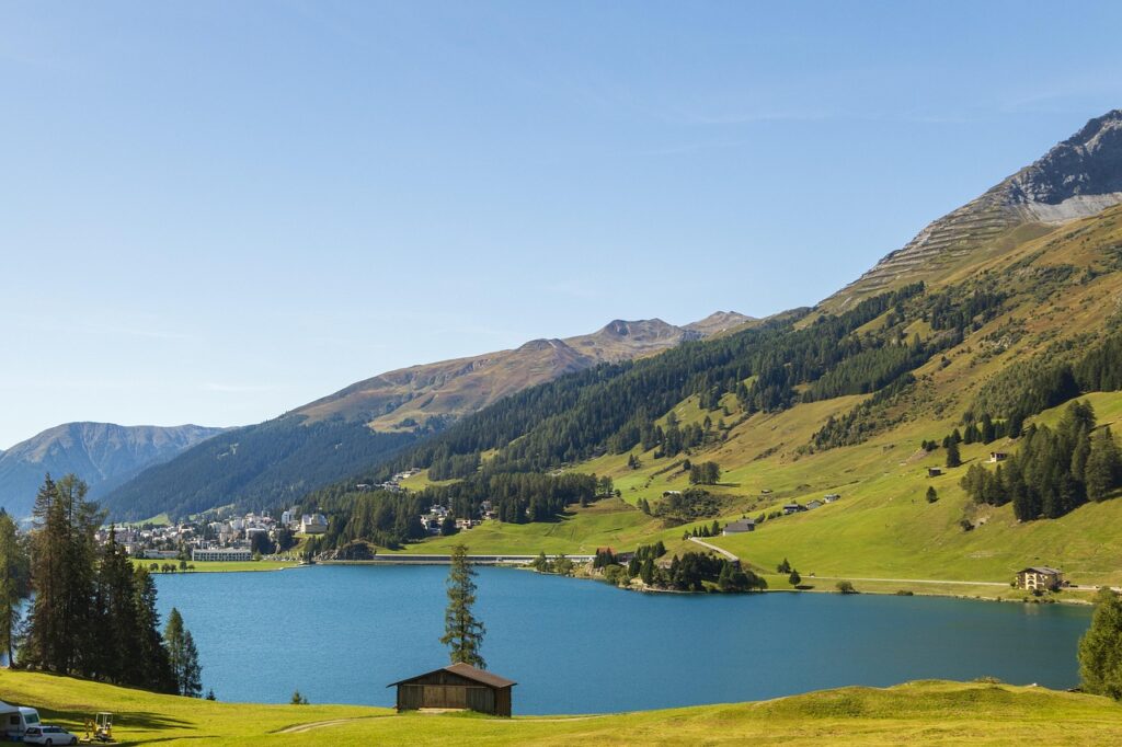 Peaceful Lake Davos in Switzerland

