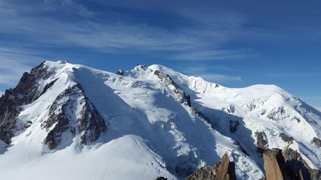 View of Mont Blanc peak from the Swiss Alps

