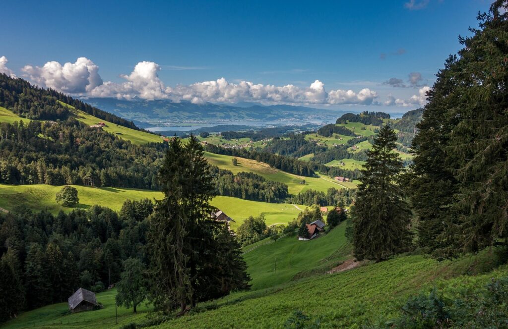 Scenic hiking trail in the Swiss Alps