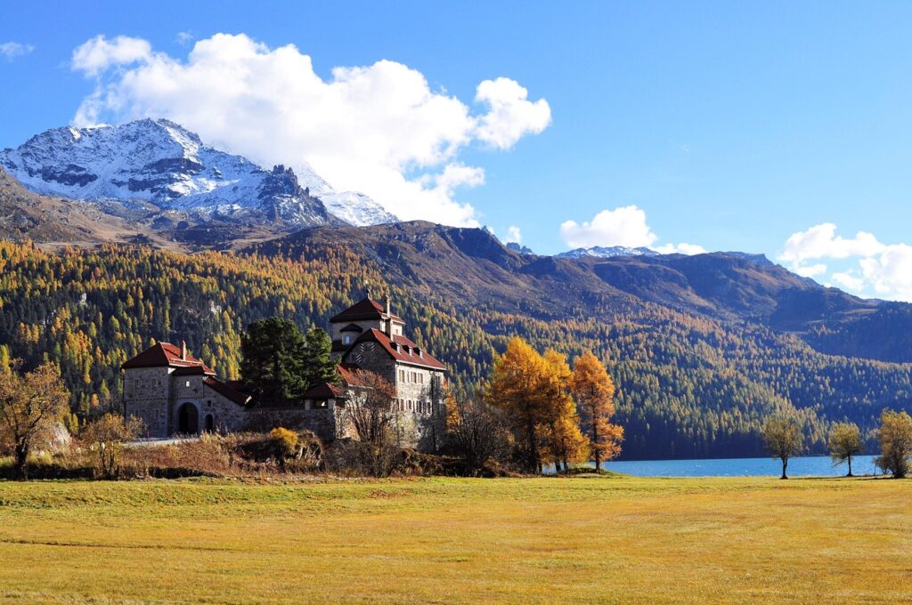 St. Moritz landscape featuring popular hiking routes in the Swiss Alps