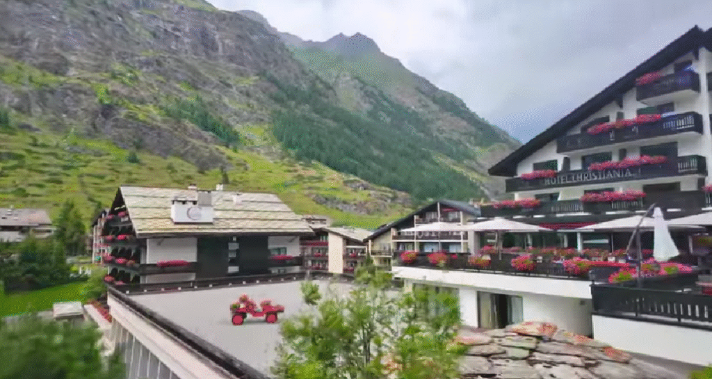 Scenic view of mountain villages in Switzerland.