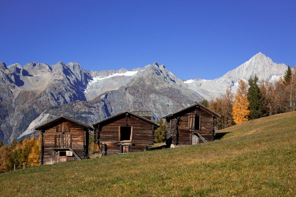Autumn hiking path in Switzerland
