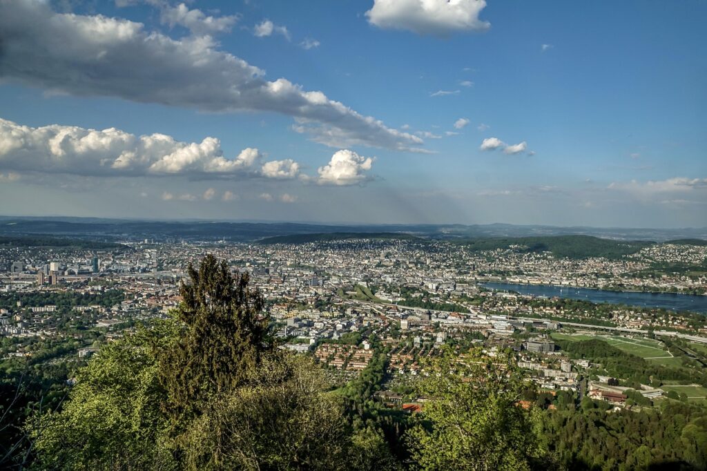 Aerial view of Zurich city
