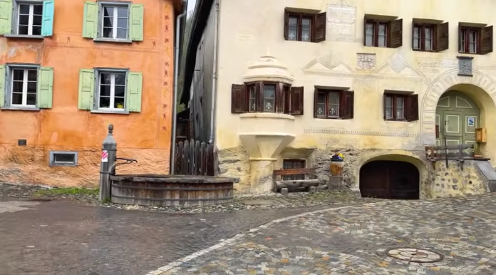 Guarda, a traditional car-free village in Switzerland, located in the Engadin valley.