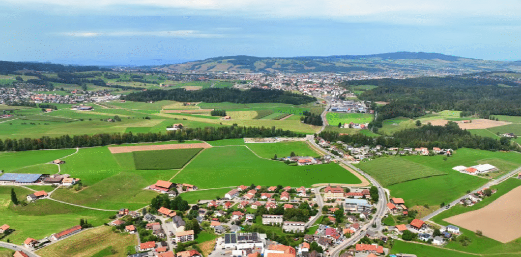 Aerial view of Gruyères