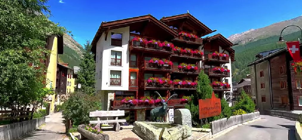 Zermatt, a famous car-free village in Switzerland, nestled at the foot of the iconic Matterhorn mountain. 